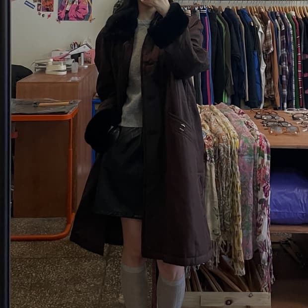 카라 퍼 롱패딩 코트 [무배]