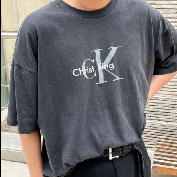 빈티지 워싱 티셔츠 CK Christ is king M 사이즈