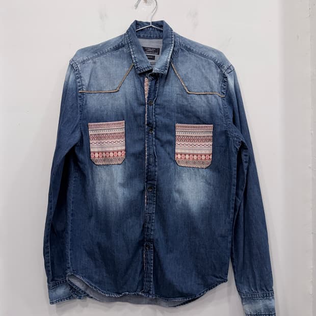 자라 인디안포켓 데님셔츠