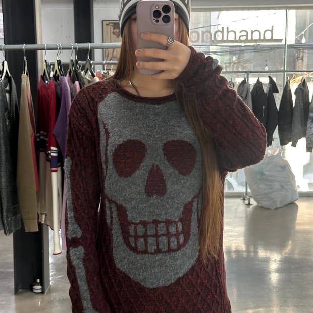 히스테릭글래머 스컬 본 니트