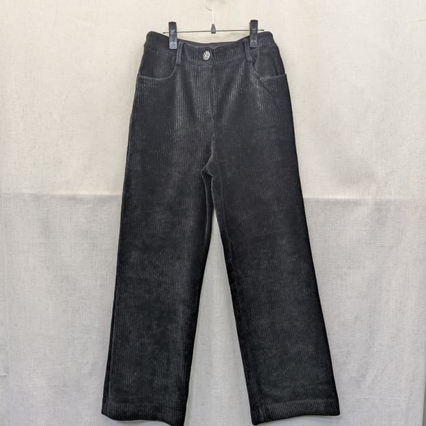 안나수이 블랙 코듀로이 와이드 팬츠