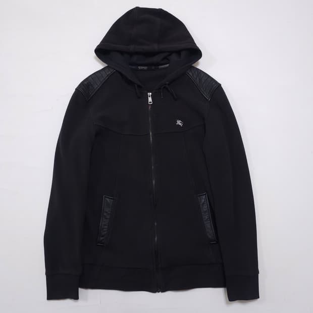 버버리 레더 패치 후드 집업