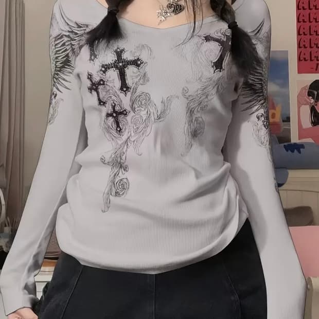 Y2k 해골 티셔츠