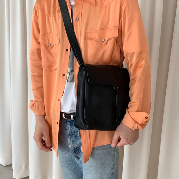 90's "PRADA" Leather Cross Bag (rare)