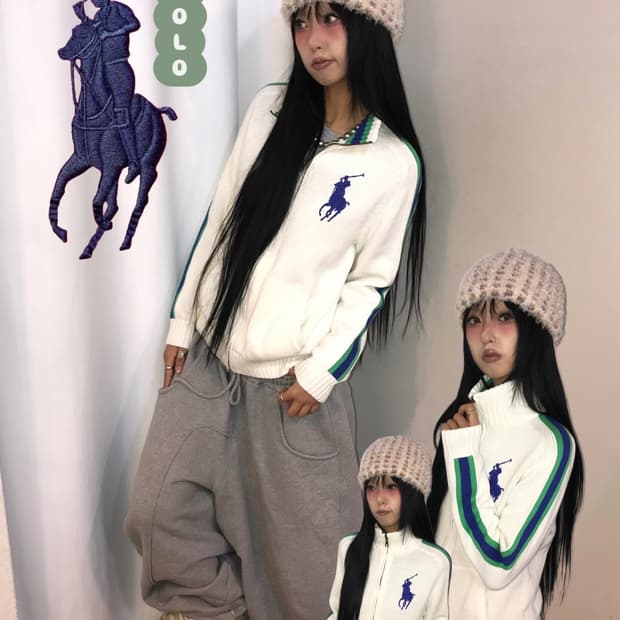 < Polo Big Pony Knit Zip-Up ⭐️Rare⭐️ 