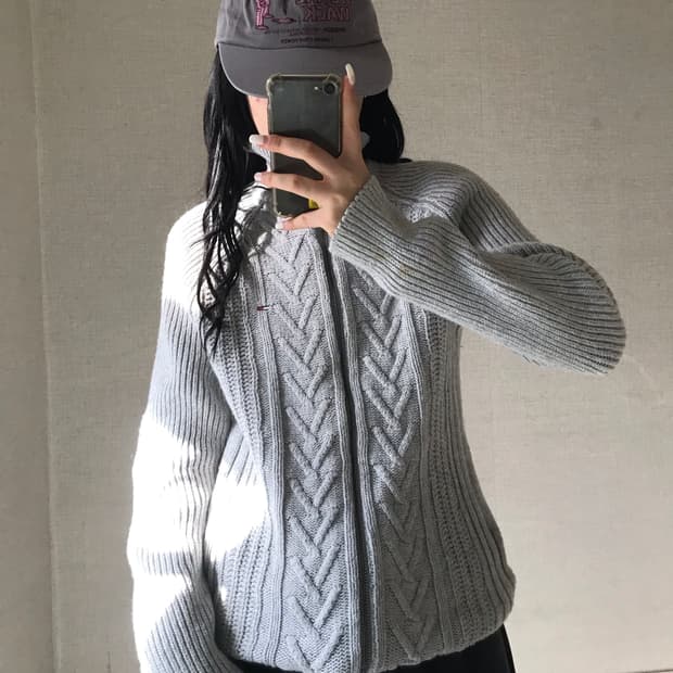 타미힐피거 오트밀 니트집업