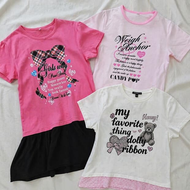 프린팅 반팔 티셔츠 3종 세트일괄