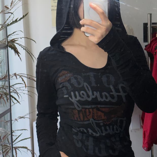 할리데이비슨 여성 긴팔 후드 슬림티 롱슬리브