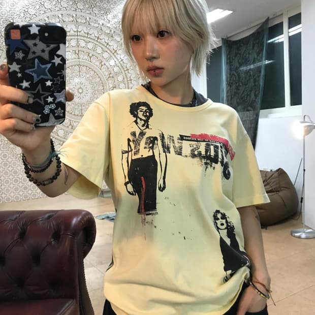 빈티지 프린팅 반팔 티 