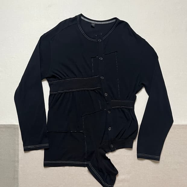 요지야마모토 패치워크 라운드넥 가디건 yohji yamamoto 