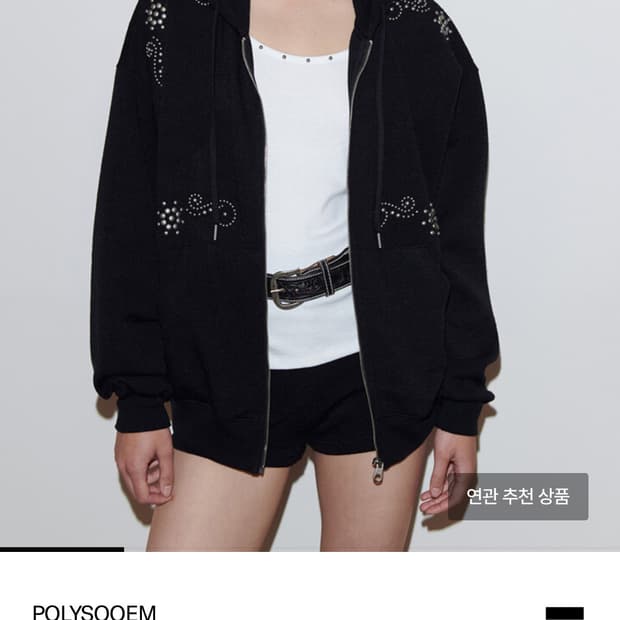 폴리수엠 studded 후드집업 블랙