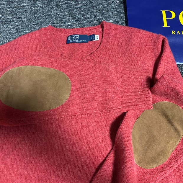 [반값이하급처] 폴로 최신QR 울캐시미어 엘보 패치 니트