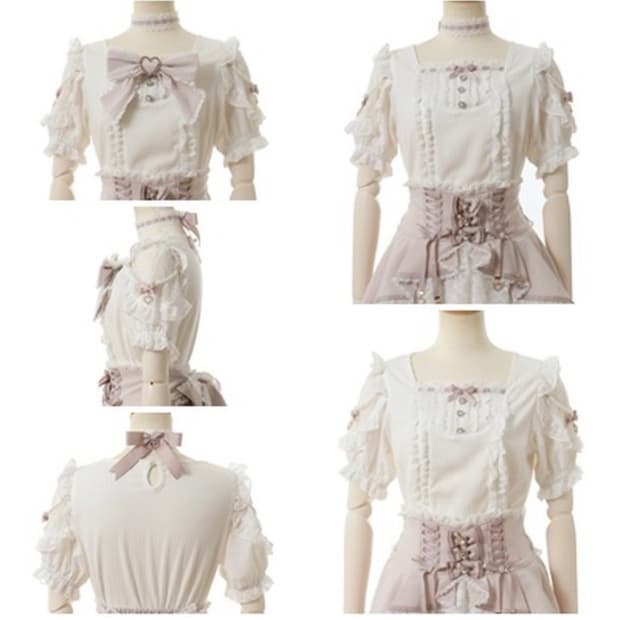 리즈리사 크로스 레이스 리본 컷 탑 니트 블라우스 양산형 지뢰계 일브