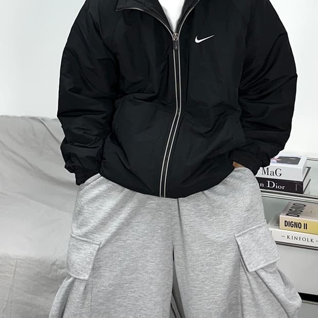 나이키 00s 블랙 누빔 점퍼 L
