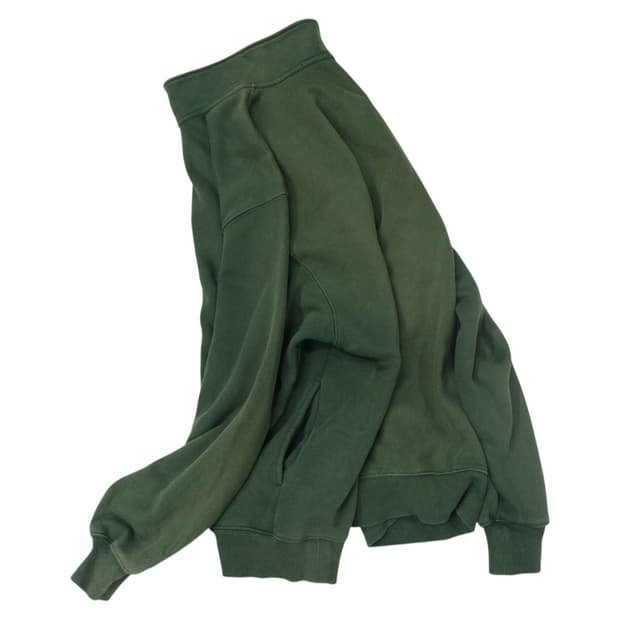 선페이딩 빈티지 딥 그린 하프 집업 기모 스웻셔츠 (XL)