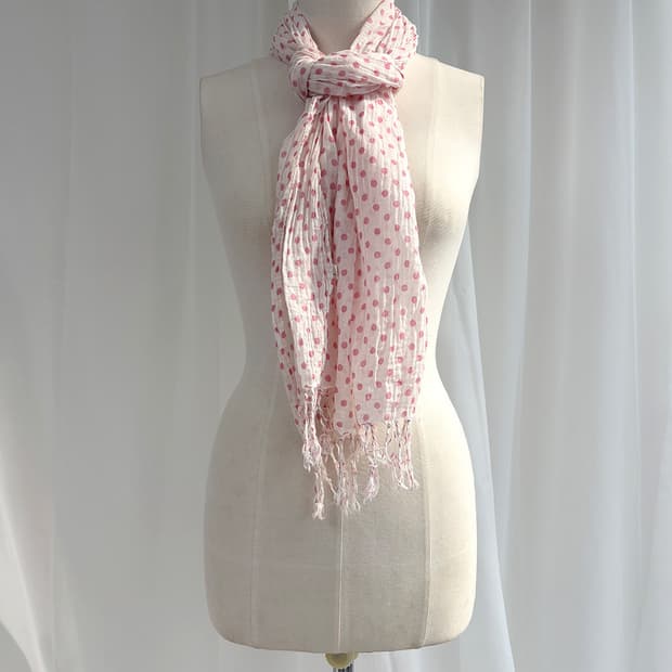 바하 핑크 땡땡이 레트로 스카프