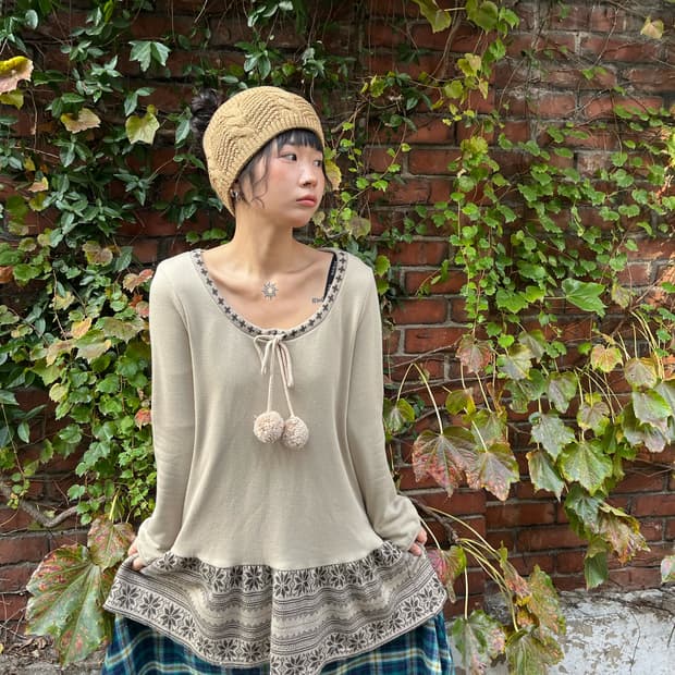 일본 무드 눈꽃 패턴 원피스