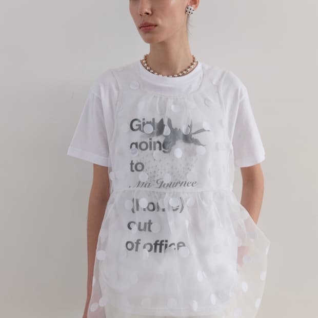 마조네 SHEER DOT ORGANZA DRESS_WHITE