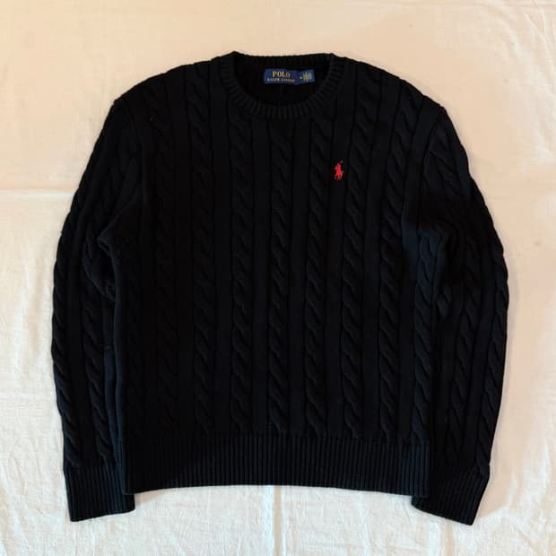 신형) 폴로 랄프로렌 꽈배기 케이블 니트 블랙