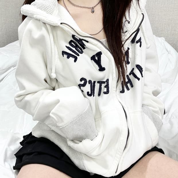 아베크롬비 빅로고 화이트 후드집업