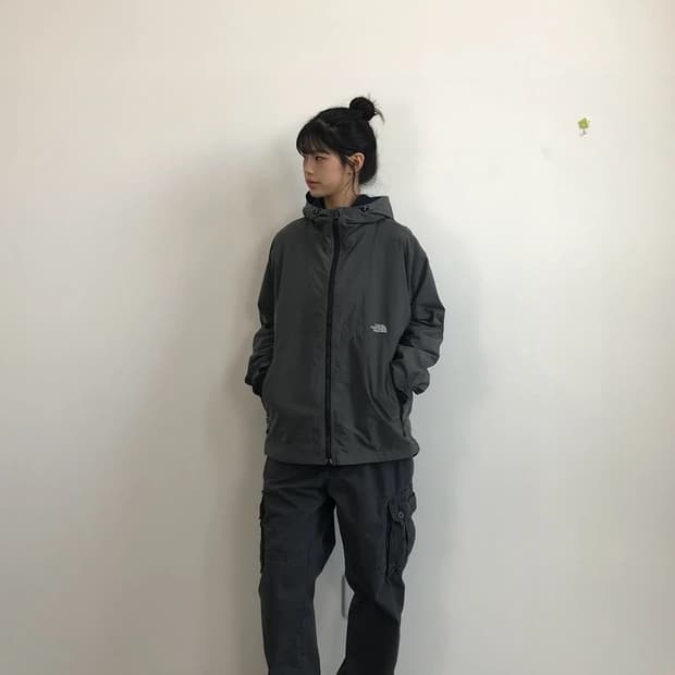 The North Face Gray Hood Windbreaker