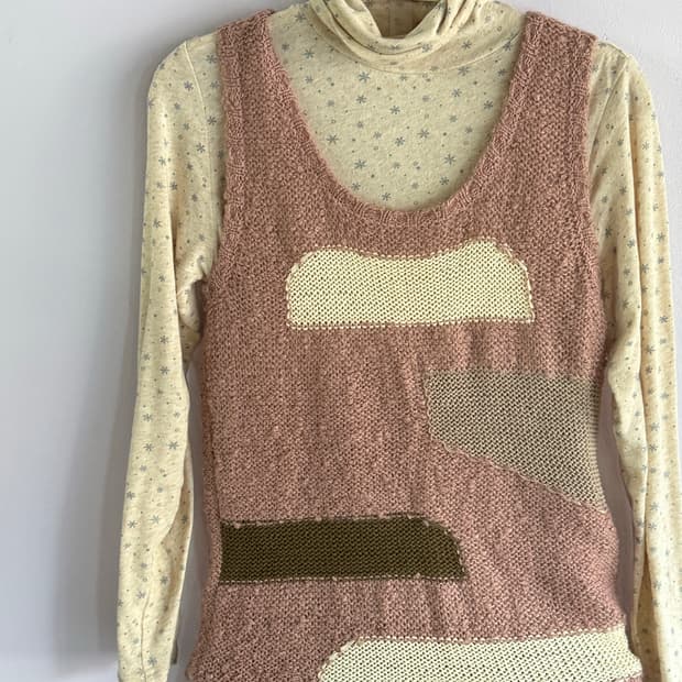 일본빈티지 핑크 모헤어 니트베스트