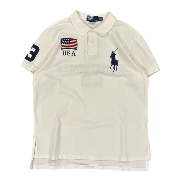 XL) 폴로 랄프로렌 빅포니 USA 성조기 커스텀핏 카라 반팔티 T-12