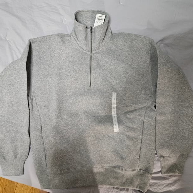 GU 헤비 웨이트 스웨트 하프집업 풀오버 그레이