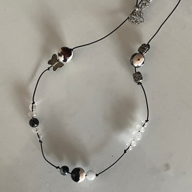 일본빈티지 오리엔탈 원석 목걸이 히피 에스닉 모리걸 그런지페어리 하구미