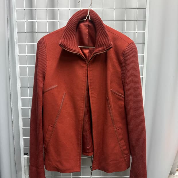 버건디 울 집업 자켓