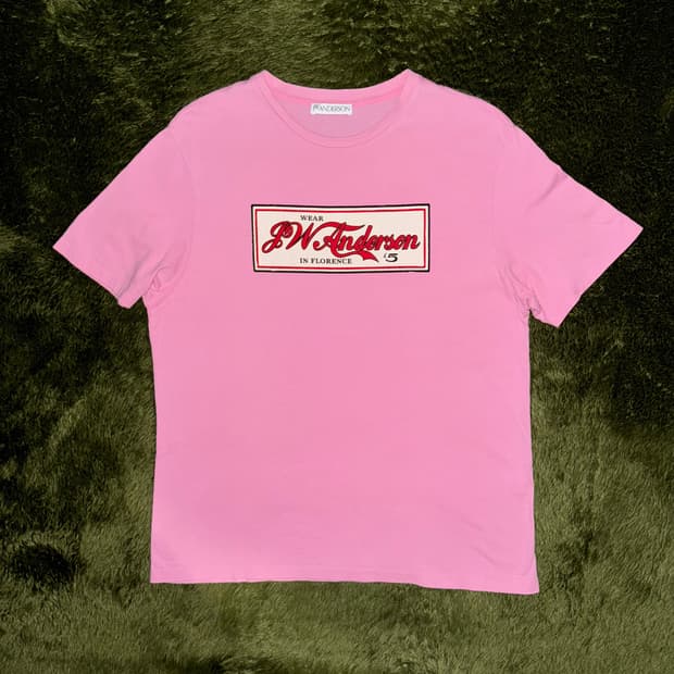 [L] JW 앤더슨 18SS 크랙 프린트 소프트 터치 티셔츠 핑크