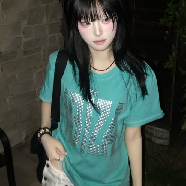 팬시클럽 이비자 라인스톤 티 민트