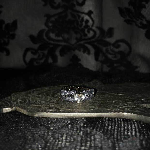 Vintage 스윙셋 레이어드 미니 하트 비즈 링 반지 그레이 블랙 