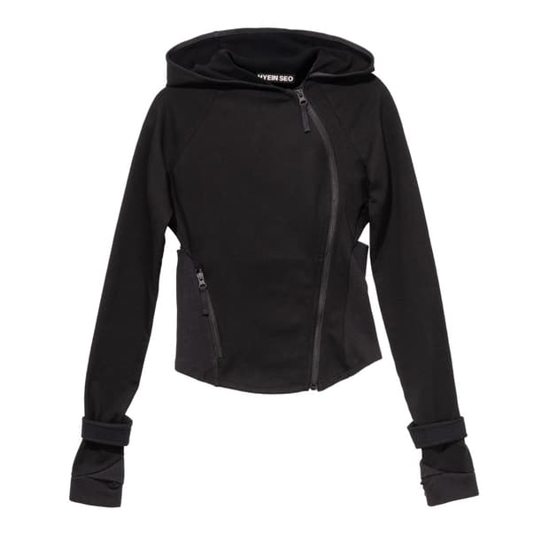 hyeinseo Hooded Asymmetric Zip Top 블랙