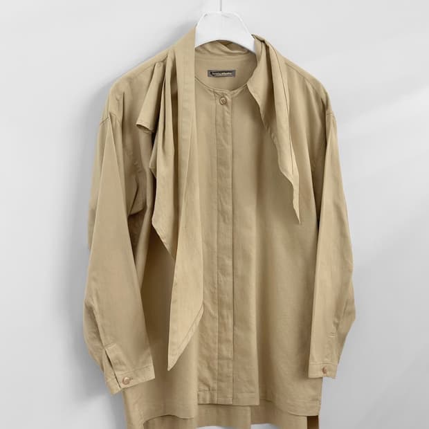 80s 이세이 미야케 드레이프 스카프 셔츠