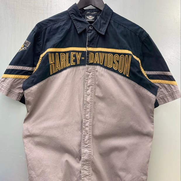 Harley-Davidson 할리데이비슨 배색 로고 반소매 셔츠