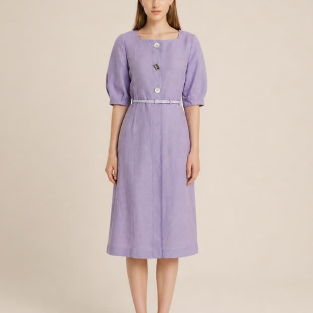 더아이잗 스퀘어넥 버튼디테일 원피스 55사이즈