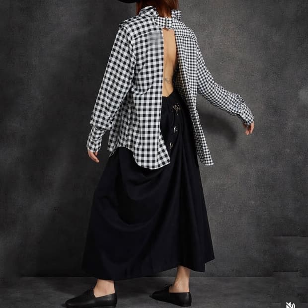 25aw 꼼데가르송 메인라인 멀티 웨이 깅엄체크 셔츠 s