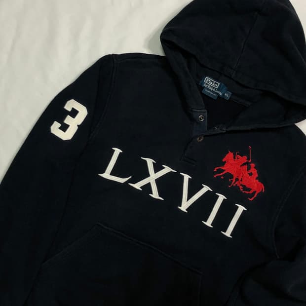 폴로 랄프로렌 LXVII 빅포니 네이비 후드티