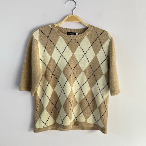 캐시미어 혼방 아가일 반팔니트