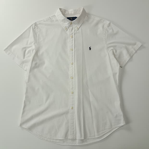 CK226 XL 폴로 시어서커 버튼다운 화이트 반팔 셔츠 남방