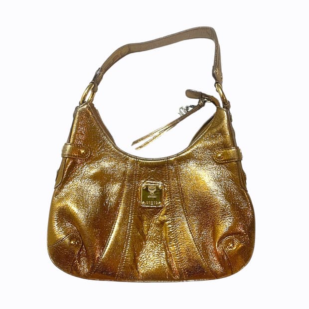 MCM Metallic Gold Leather Hobo Bag