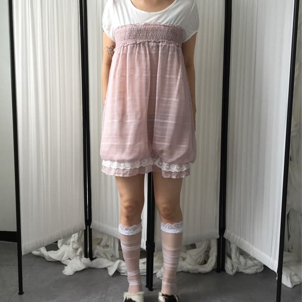 Layered point t shirt onepiece