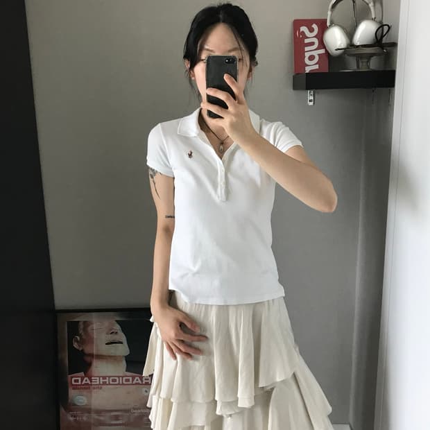 폴로 랄프로렌 여성라인 포니로고 화이트 카라티