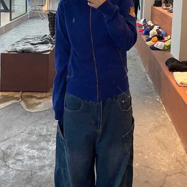 폴로 랄프로렌 쿠키패치 블루 후드집업 H644