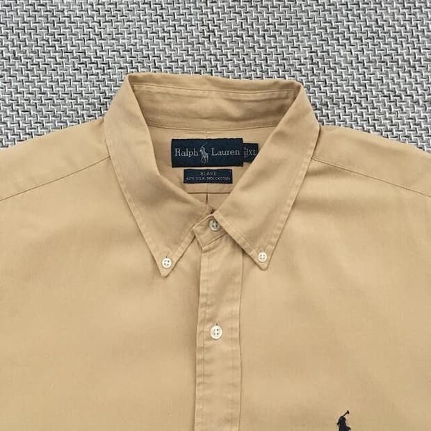 90s Gold-beige silk blended shirts