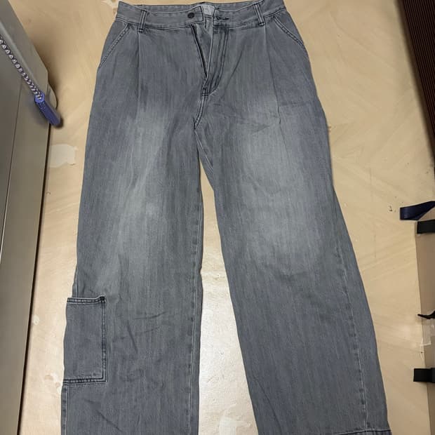 비긴202 원턱 워시드 카펜더 데님 팬츠 워시드 그레이