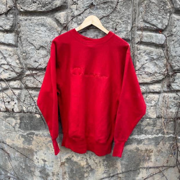 90s 챔피온 빈티지 리버스위브 usa 자수로고 스웻 셔츠 맨투맨