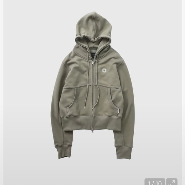 999휴머니티 크롭 후드집업 올리브색