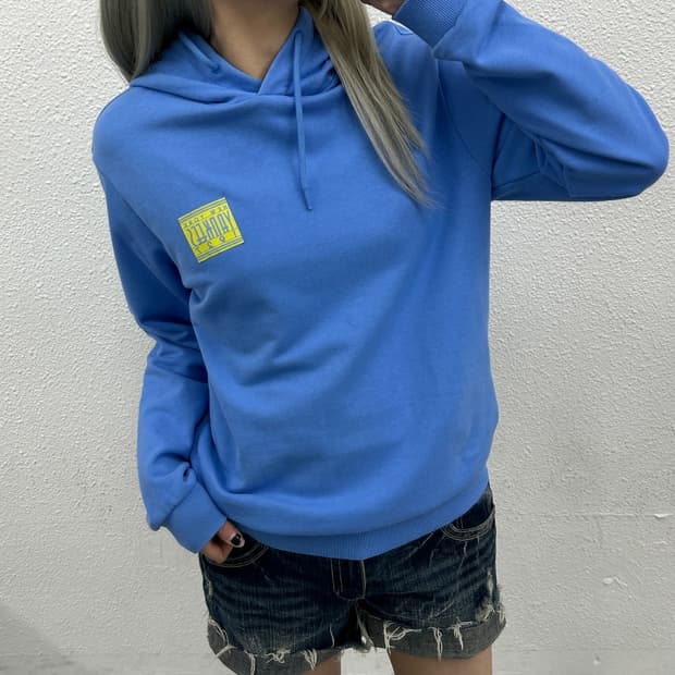 뉴에라 라임로고 페일블루 후드 S